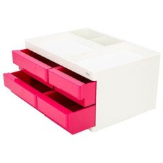 Set de bureau en ABS 4 tiroirs Rose Deli Réf : Z25040