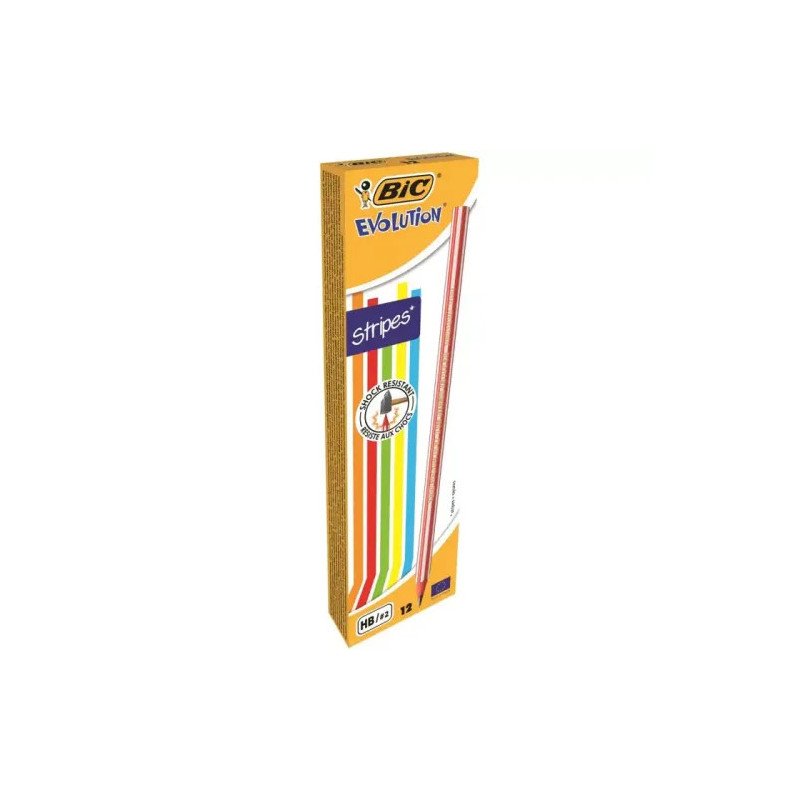 Paquet de 12 Crayons Noir Evolution Stripes HB2 BIC