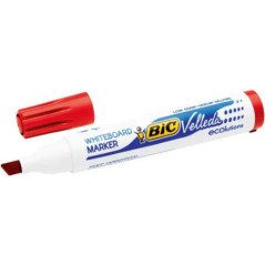 BIC Marqueur effaçable à sec pointe biseau, rouge VELLEDA 1751