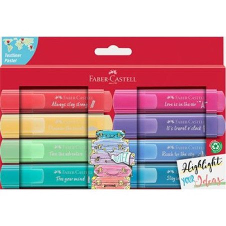 Paquet de 8 Surligneurs Pastel FABER-CASTELL réf : 254626