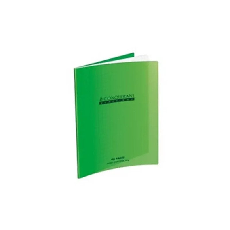 Cahier piqué 96P Séyès 90G grand format Polypro Vert A4 CONQUERANT