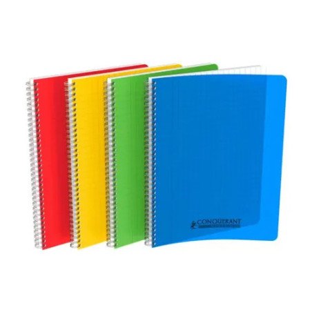 Cahier à spirale A4 (21x29,7cm) CONQUERANT - 100 pages - grands carreaux