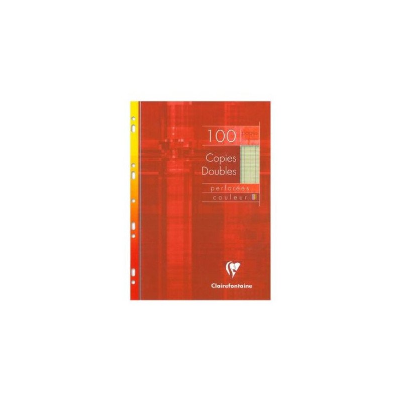 Copies double 100P perforé 90g grand carreaux A4 Vert CLAIREFONTAINE Réf : N.4745C