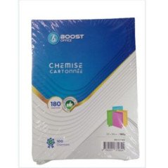Rame de Chemise Cartonnée 180g Couleurs Assorties BOOST OFFICE  Réf : BO-CC180