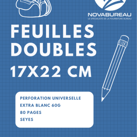 Recharges Doubles Feuilles 17x22 NOVA BUREAU 60g 96p